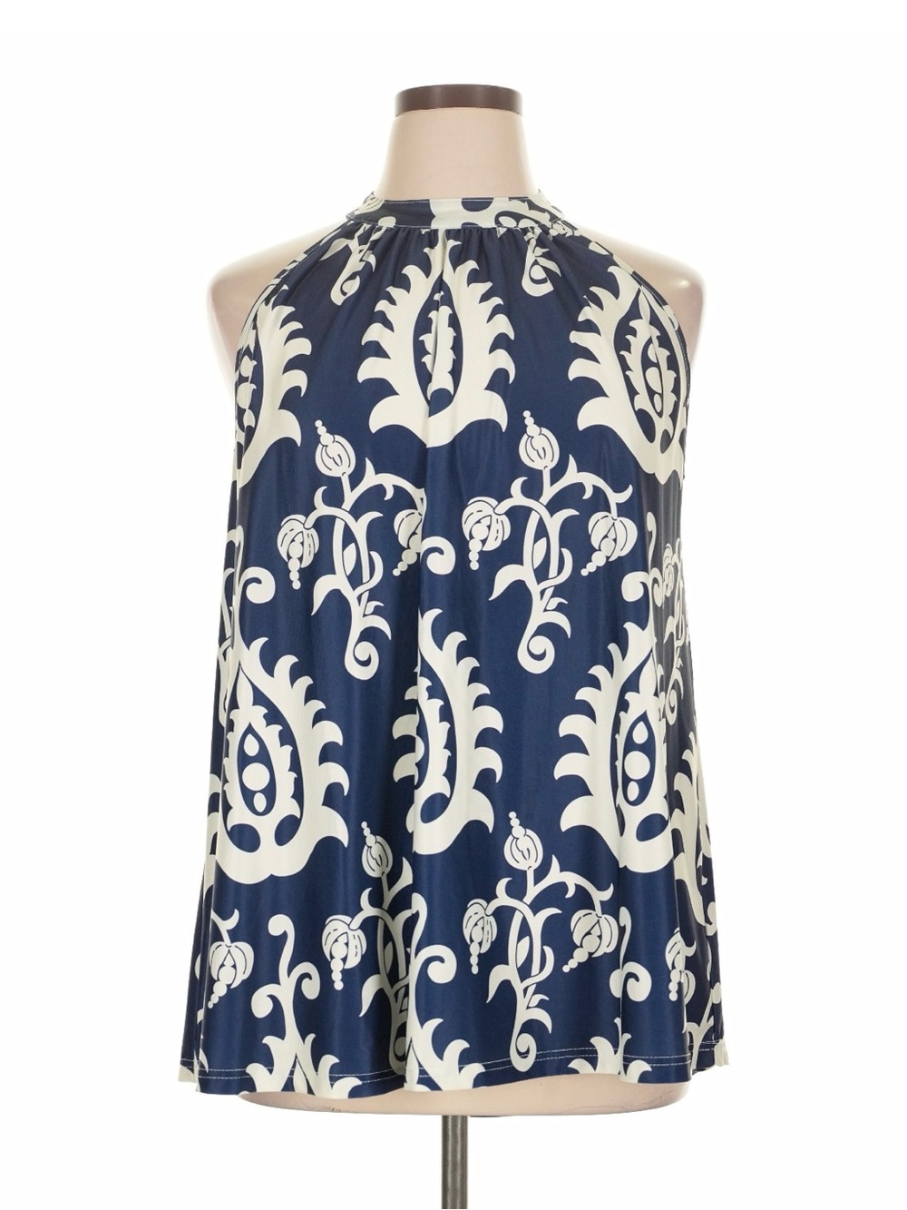 LOVEU.DEAR Navy and Cream Halter Neck Blouse - 1XL